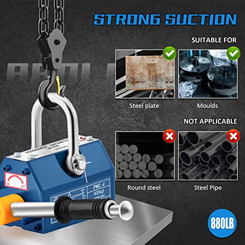 Mxmoonant 880Lb Permanent Magnetic Lifter Magnet Lifting Hoist With Handle Heavy Duty For Suction Steel Iron Sheet Block #TOP3