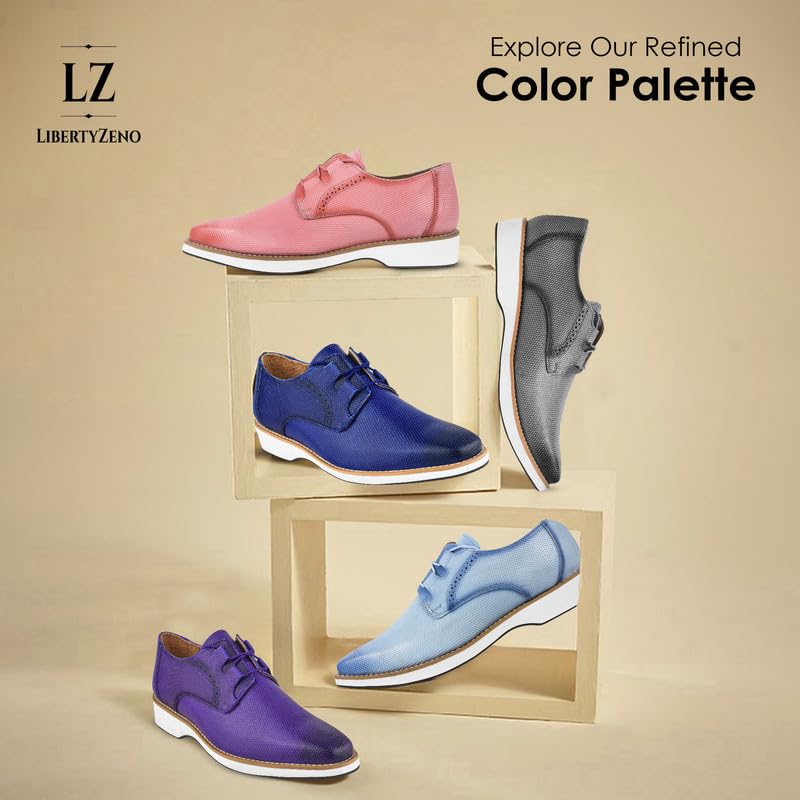Image of LIBERTYZENO Mens Knitted & Animal Print Genuine Leather Adults Lace Up Oxford Dress Shoes for Easter Gift