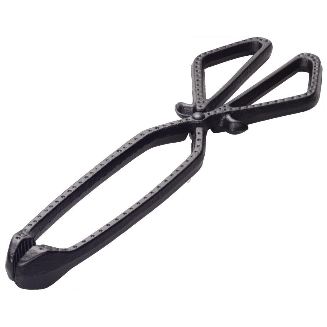 Valiant Heavy-Duty Cast Iron Log & Coal Tongs | 34 cm Wide-Angle Fireplace, Stove & Firepit Tool, Black