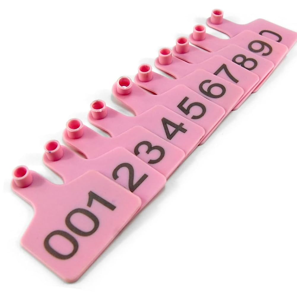 Kolczyki do uszu dla zwierząt hodowlanych, Plastikowe kolczyki dla bydła wielokolorowe 2,95 x,36 cala 001-1000 100 sztuk(Pink,501-600)