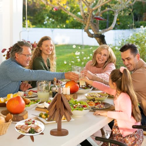 Wooden Trivets for Hot Dishes,Christmas Tree Trivet for Hot Pots and Pans,3Tree Coasters Set+ 1 Stand,Hot Pads for Kitchen(Wood) - Image 4