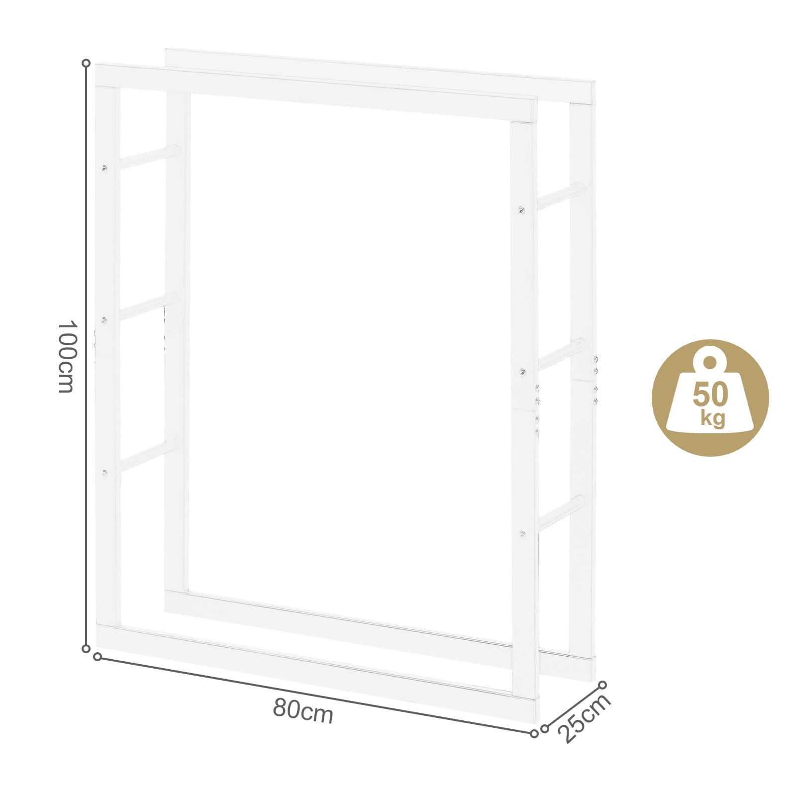 Laneetal Range-Bûches, Étagère pour Bois de Cheminée Intérieur Extérieur, 100x80x25cm, Métal, Noir