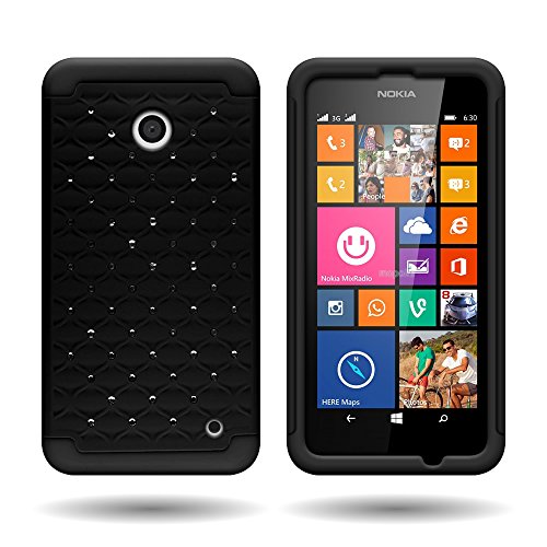 CoverON Hybrid Dual Layer Diamond Cover Case for Nokia Lumia 635 - Black