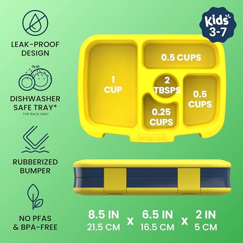 Image of Bentgo Kids Prints Leak-Proof, 5-Compartment Bento-Style Kids Lunch Box - Ideal Portion Sizes for Ages 3-7, Durable, Drop-Proof, Dishwasher Safe, & PFAS & BPA-Free Materials (Space)