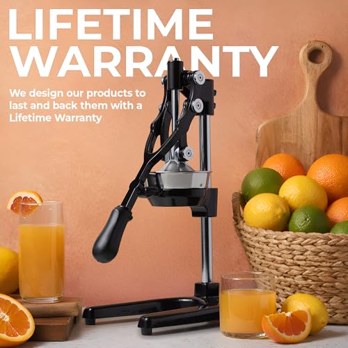 Image of Zulay Kitchen Extra Tall Cast Iron Juicer - Fits Any Glass, Heavy Duty Manual Citrus Juicer with Detachable Strainers for Easy Cleaning, Perfect for Bartenders, Juice Lovers & Health Enthusiasts