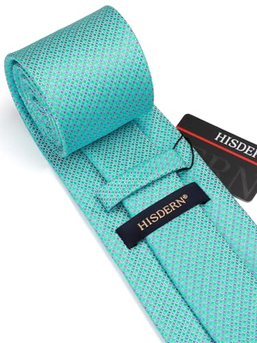 Image of HISDERN Polka Dot Ties for Men Classic Silk Ties and Pocket Square Formal Business Necktie Handkerchief Wedding Party