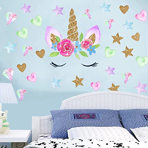 Viscal 3 Sheets Unicorn Wall Decals Removable Wall Decor Vinyl Stickers Mural Home Decor Bedroom Nursery Birthday Party Christmas Gift For Girls Kids #TOP1