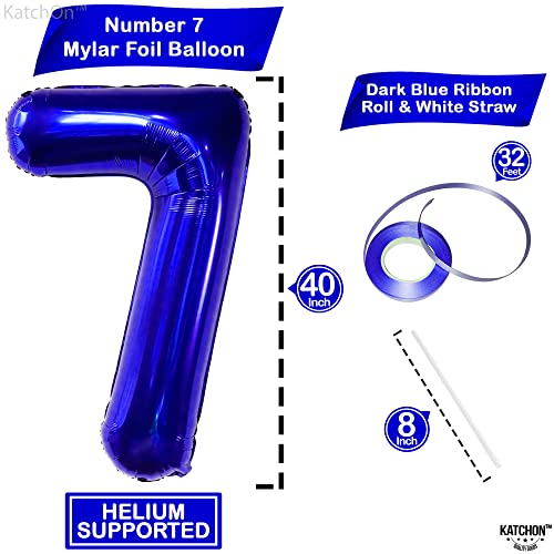 Image of KatchOn, Giant Dark Blue Number 7 Balloon - 40 Inch | 7th Birthday Balloon