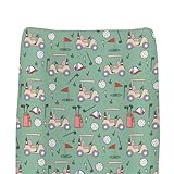 Green Golf Changing Pad Covers for Baby Girls Boys Sports Golfing Fitted Changing Table Cover Mats Golfer Clubs Bag Balls Soft Diaper Change Table Sheets for 32''×16'' Contoured Pad Golf Lovers Gift