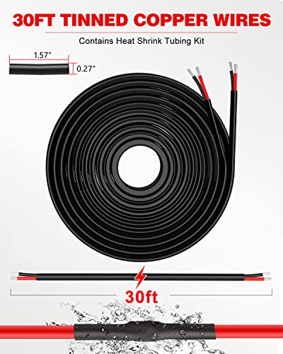 NAOEVO 16 Gauge Wire 2 Conductor Electrical Wire, 16 AWG Stranded PVC Cord, 12V Low Voltage/Tinned Copper/Flexible Cable for Automotive Wiring, Lamp Cord, Marine Cable (30FT)