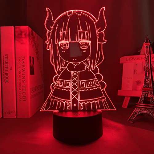 ItoNC Lámpara de ilusión 3D de la señorita Kobayashi's Dragon Maid, luz LED de noche de anime, decoración de dormitorio, lámpara de manga, dispositivo para niños, regalo de cumpleaños