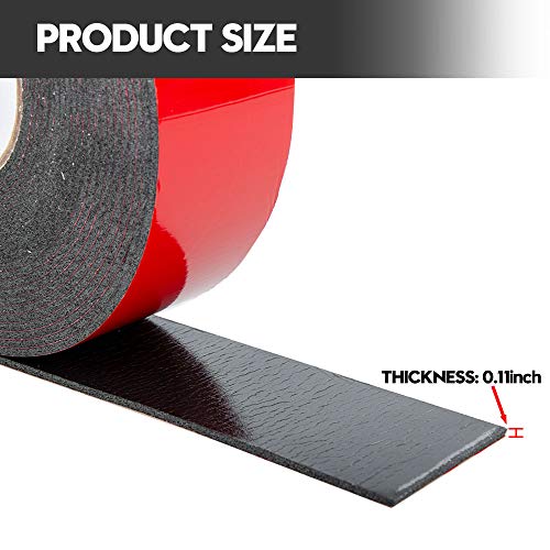 Image of ToLanbbt Double Sided Foam Tape 2.36In x 33FT, Mounting Tape Heavy Duty, Strong Adhesive Weatherproof Seal Strips for DIY Craft Picture Poster, Car & Gap Filling Mountings, Home Office Decor (Black)