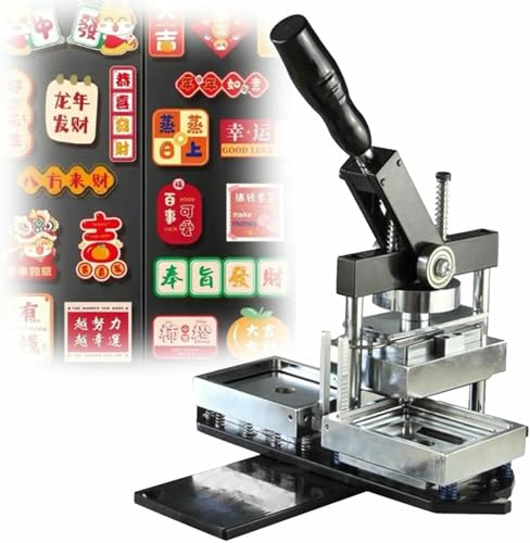 Máquina para hacer chapas rectangulares de 80 x 53 mm con imanes para nevera + cortadora de papel + 200 componentes, kit para hacer chapas DIY