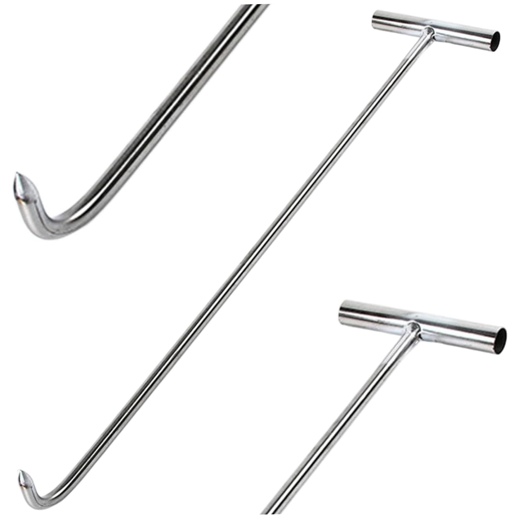 Manhole Hook, 15" Heavy-Duty Stainless Steel T-Shape Manhole Cover Hook with Thick Handle for Drain Grate, Roll-Up Door, Water Meter Key