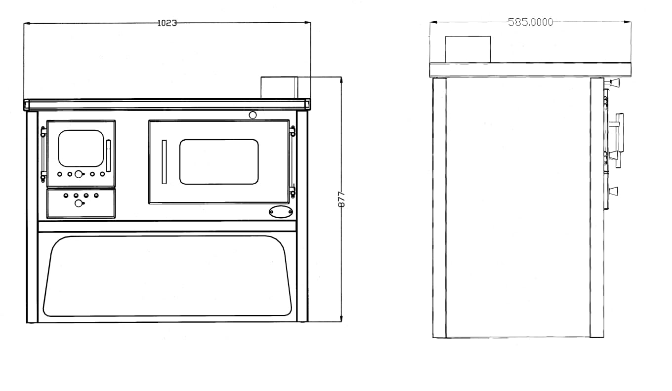 Megashopitalia Stufa a Legna Cucina a Legna con Forno in Acciaio Venezia Maxi 10,3-15 kW Piano Cottura