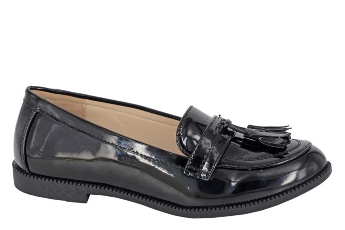 Boulevard Mocasines con borlas para mujer, zapatos escolares para niñas, color negro