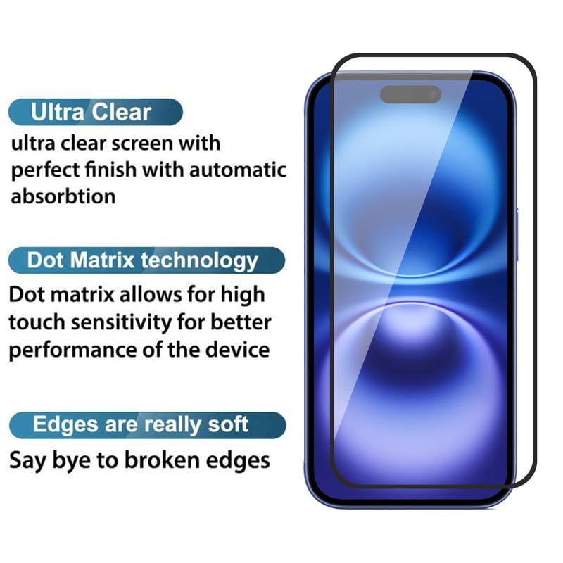 Image of Gorilla Extra Strong Premium HD+ ESD Anti Static Tempered Glass for Apple iPhone 16 Edge to Edge Full Coverage Fingerprint and Oil Resistant with Easy Installation Kit