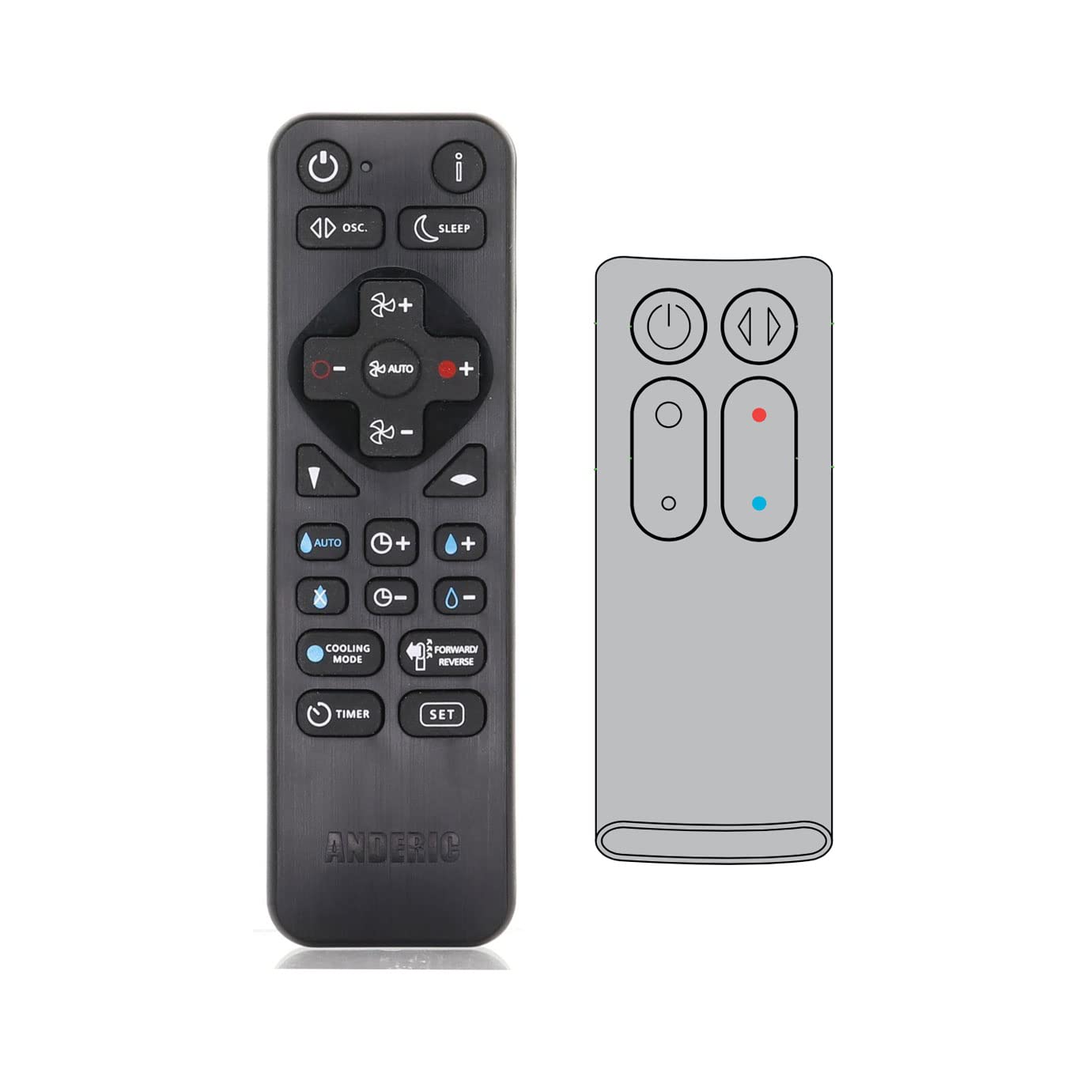 Universal Remote for Dyson AM05 Hot+Cool Heater Fan - Replaces 922662-09, 922662-07, 922662-06, All 922662-xx remotes - Anderic RRDYS01 with Learning