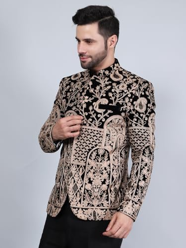 Image of WINTAGE Men's Embroidered Velvet Bandhgala