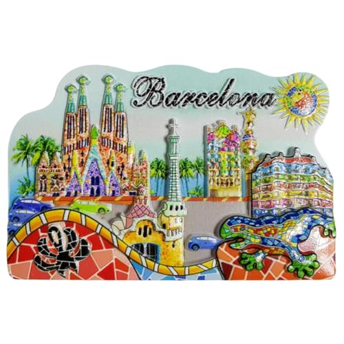 Imán de nevera 3D decorativo España Barcelona 8.5x5.5 cm