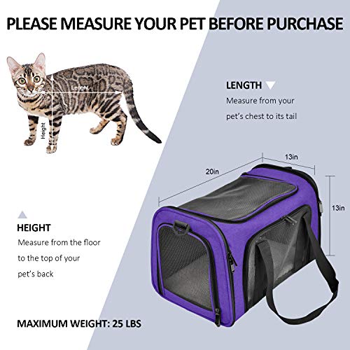 Image of Henkelion Large Cat Carriers Dog Carrier Pet Carrier for Large Cats Dogs Puppies up to 25Lbs, Big Dog Carrier Soft Sided, Collapsible Travel Puppy Carrier - Large - Purple