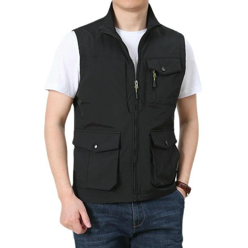 Chaleco utilitario de hombre con diseño holgado de talla grande y multibolsillos 4