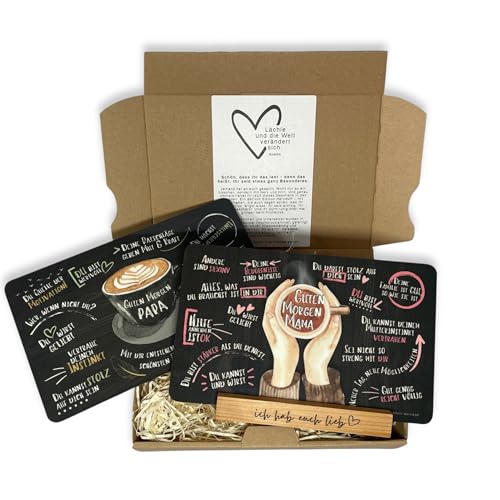 Geschenkset für Eltern: liebevolles Frühstücksbrettchen-Set für Mama und Papa, Ostereschenk für Eltern, Gravur Geschenk beste Eltern