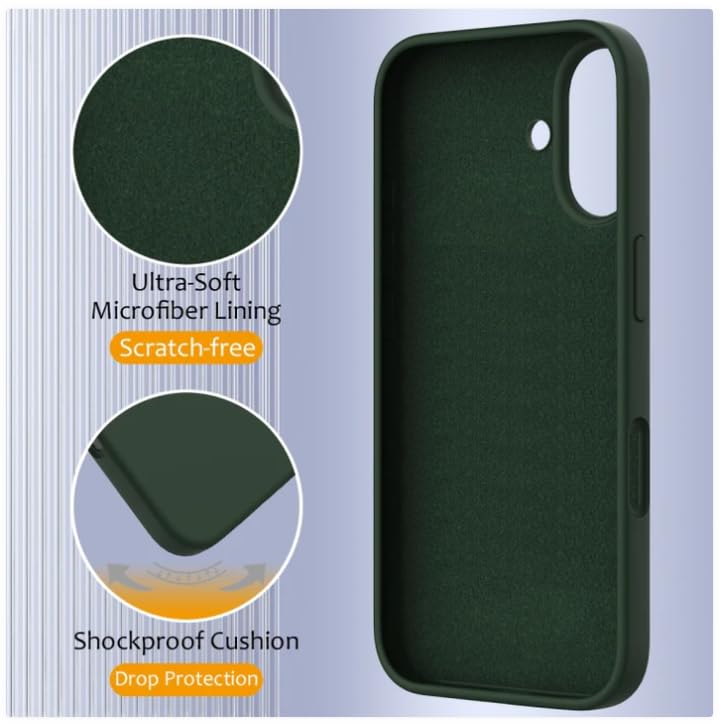 Image of Back Cover Compatible with iPhone 17 Case (6.3) Soft Touch Slim Liquid Silicone Full Protection Shock Proof Back Cover for iPhone 17 (SC D.Green)