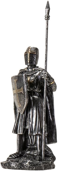Pacific Giftware Medieval Knight Figurine with Spear and Shield Detailed Resin Decor Ideal for Tabletop Display or Unique Collectible 7.2" Tall image 4