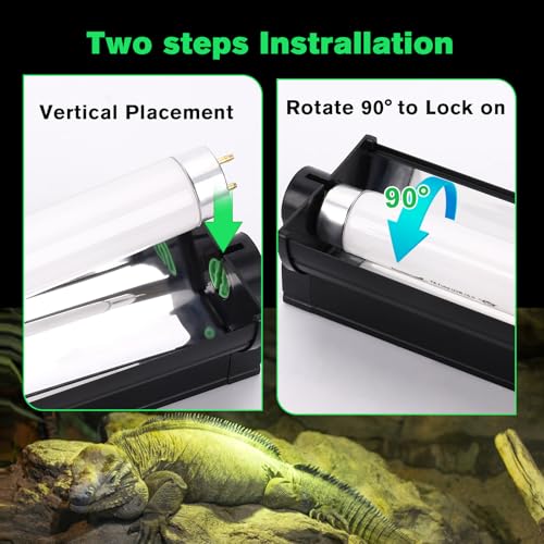 Image of 2-Pack UVB Reptile Light 10.0 Bulb 15W T8 Fluorescent Desert Lamp UVA for Bearded Dragon Tortoise Reptile & Amphibian