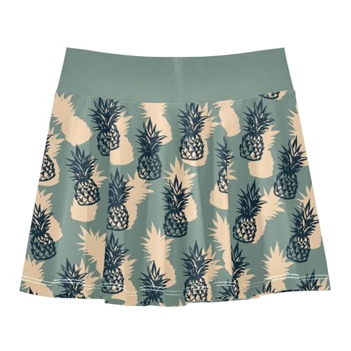Girls Skorts High Waist Athletic Skirts with Shorts Tropical Pineapple Stretchy Teens Performance Tennis3