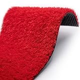 Decoweb Gazon Artificiel classé feu - Rouge - 22 mm - Rouleau de 2m x 10m