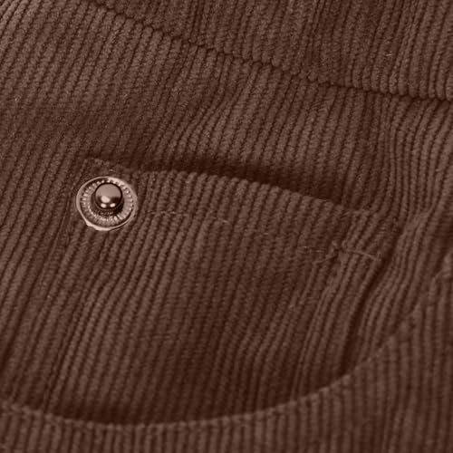 Womens Corduroy Pants Baggy Button Low Rise Wide Leg Barrel Pants Casual Dressy Cropped Ankle Pants with Pockets4