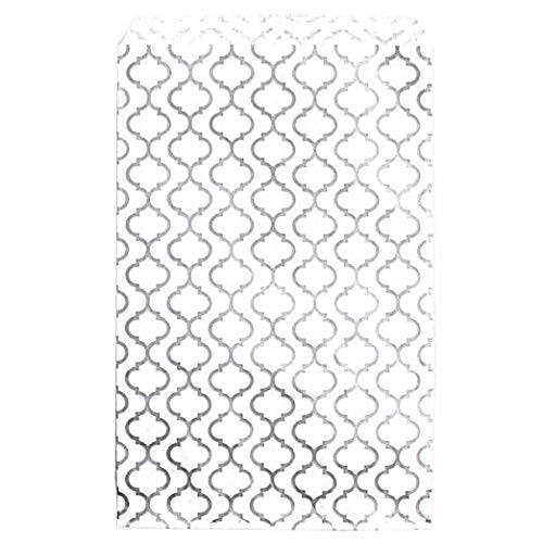 RJ Displays-100 pcs Shimmering Silver Trellis Design Paper Gift Jewelry