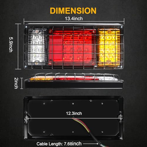 Image of 2 Pack 40 LED Trailer Tail Lights Kit with Iron Net Protection, Super Bright Waterproof Brake Turn Signal Reverse Lights for Truck, RV, Boat & Camper 10-30V