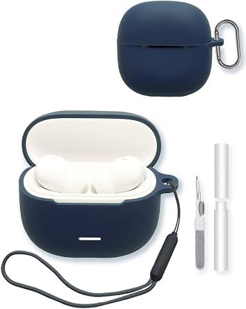 Case for XIAOMI Redmi Buds 8 Lite Earbuds,Soft Protective,BOVUGAC Silicone Case Cover with Keychain & Cleaning Kit & Lanyard for XIAOMI Redmi Buds8 Lite.-Blue