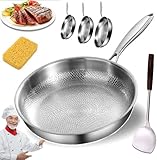 jiwseni 2026 Upgrade Titanium Frying Pan 12 Inch, Titanium Nonstick Pan, Chemical-Free & Extreme Heat Resistant, Scratch Proof, Induction & Oven Safe (26cm,Without lid)