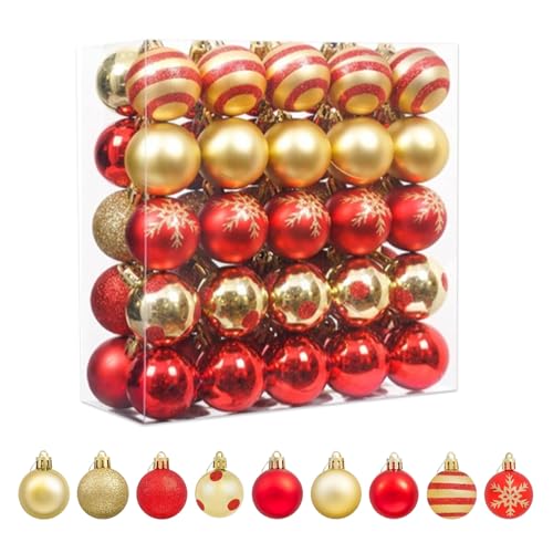 Weihnachtsbaumschmuck Rot Gold 31 XHYASD 50 Stück Weihnachtsbaum Kugeln Set, Ø 4cm Christbaumkugeln...