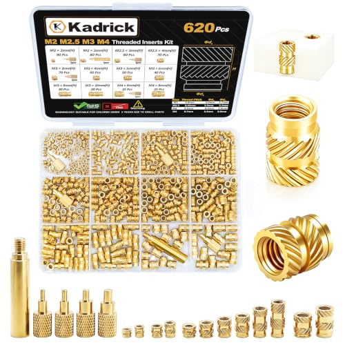 Image of KADRICK 620Pcs M2 M2.5 M3 M4 Heat Set Inserts Kit with Heat Set Insert Tips