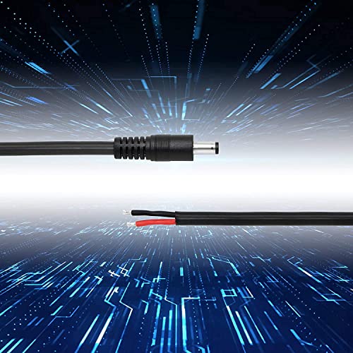 Image of DC Power Pigtails Cable,3FT DC 5.5MM x 2.1MM Male Plug to Bare Wire Open End Power Wire Supply Repair Cable,16 AWG Barrel Connector Pigtail for CCTV Security Camera,DVR,LED Strip Light Etc-2 Pcs(M)