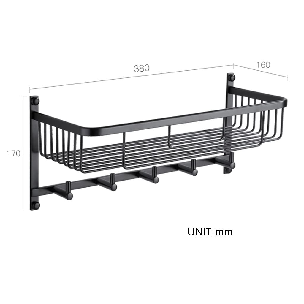 Estantes Estantes de Ducha de Esquina de Baño Estantes Flotantes Negro Cesta de Malla Ampliadare Completo Colgador de Toallas Colgante de Pared Inodoro Almacenamiento Cosmético Resistente a