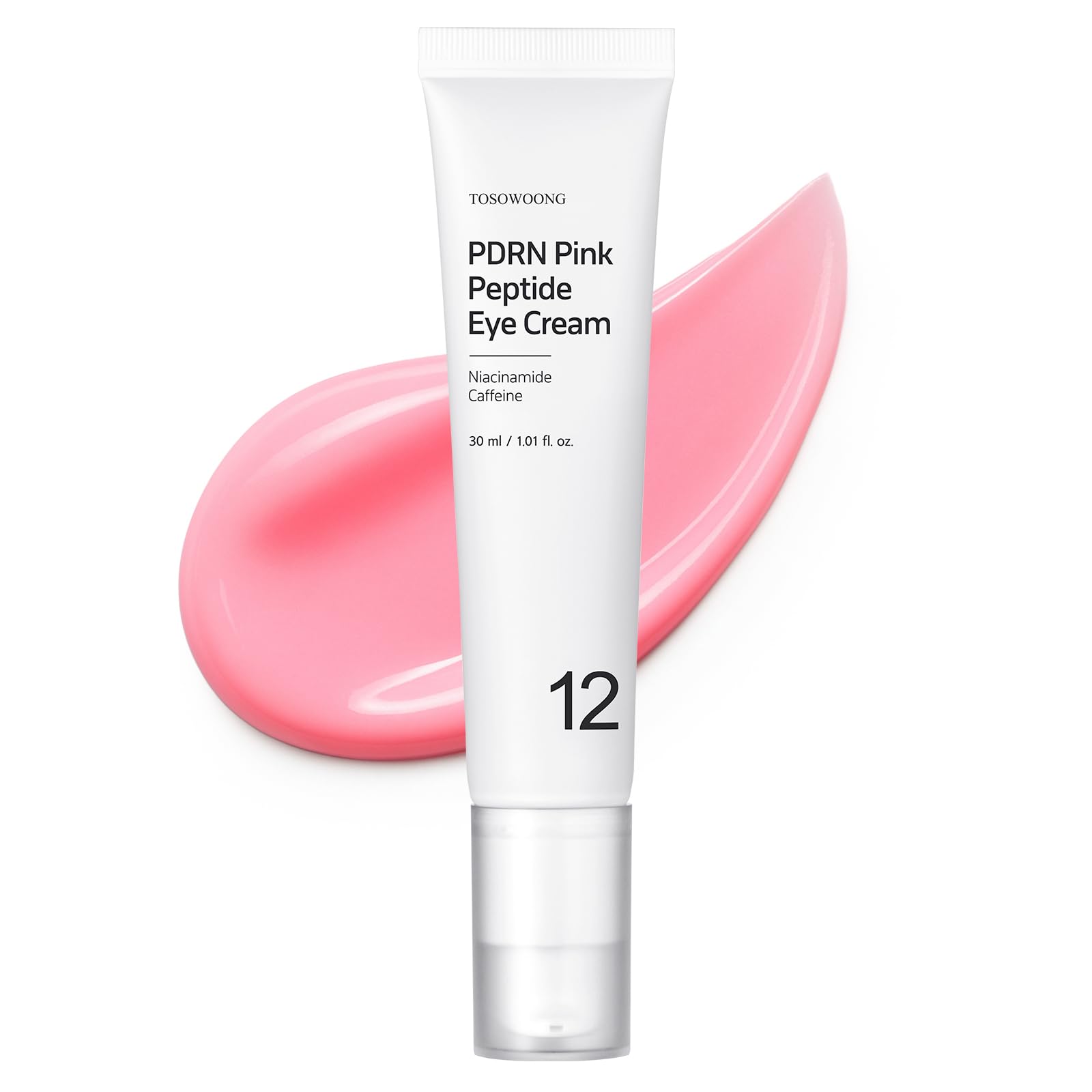 TOSOWOONG PDRN Pink Peptide Eye Cream with Salmon DNA PDRN 5,000ppm, Peptide & Retinol Formula with Caffeine for Fine Lines and the Look of Tired Eyes, Korean Skincare, 30ml / 1.01 fl.oz.