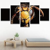 SIGNWIN 5 Panel Canvas Wall Art Bee Closeup for Home Decorations Ready to Hang - 60