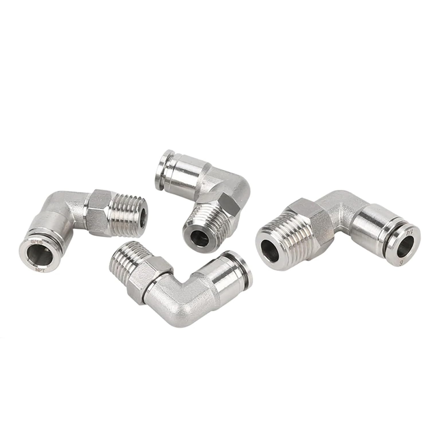 Pneumatic PL M5 1/8" 1/4" 3/8" 1/2" Male Thread 304 Stainless Steel Push in Quick Connector Air Fitting Plumbing Air Hose(14mm-PL(NPT),1/8")