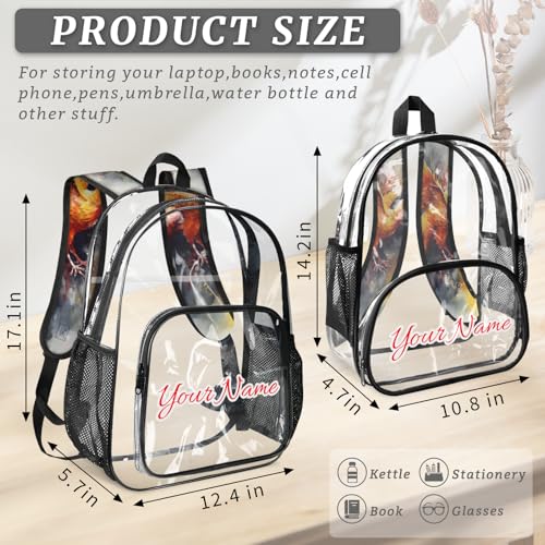 Personalized Small Clear Backpack Stadium Approved Heavy Duty PVC Plastic Custom Phoenix Birds Transparent Backpacks See Through Bag with Name, Bird Phoenix4