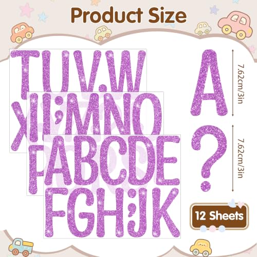 Image of Glitter Letter Stickers, 3 Inch Large Letters for Poster Board (Purple) | 160 PCS,Self-Adhesive,Vinyl Alphabet Stickers,Bulletin Board Letters for Classroom,Party,DIY Crafts,Home,Office,Mailbox Decor