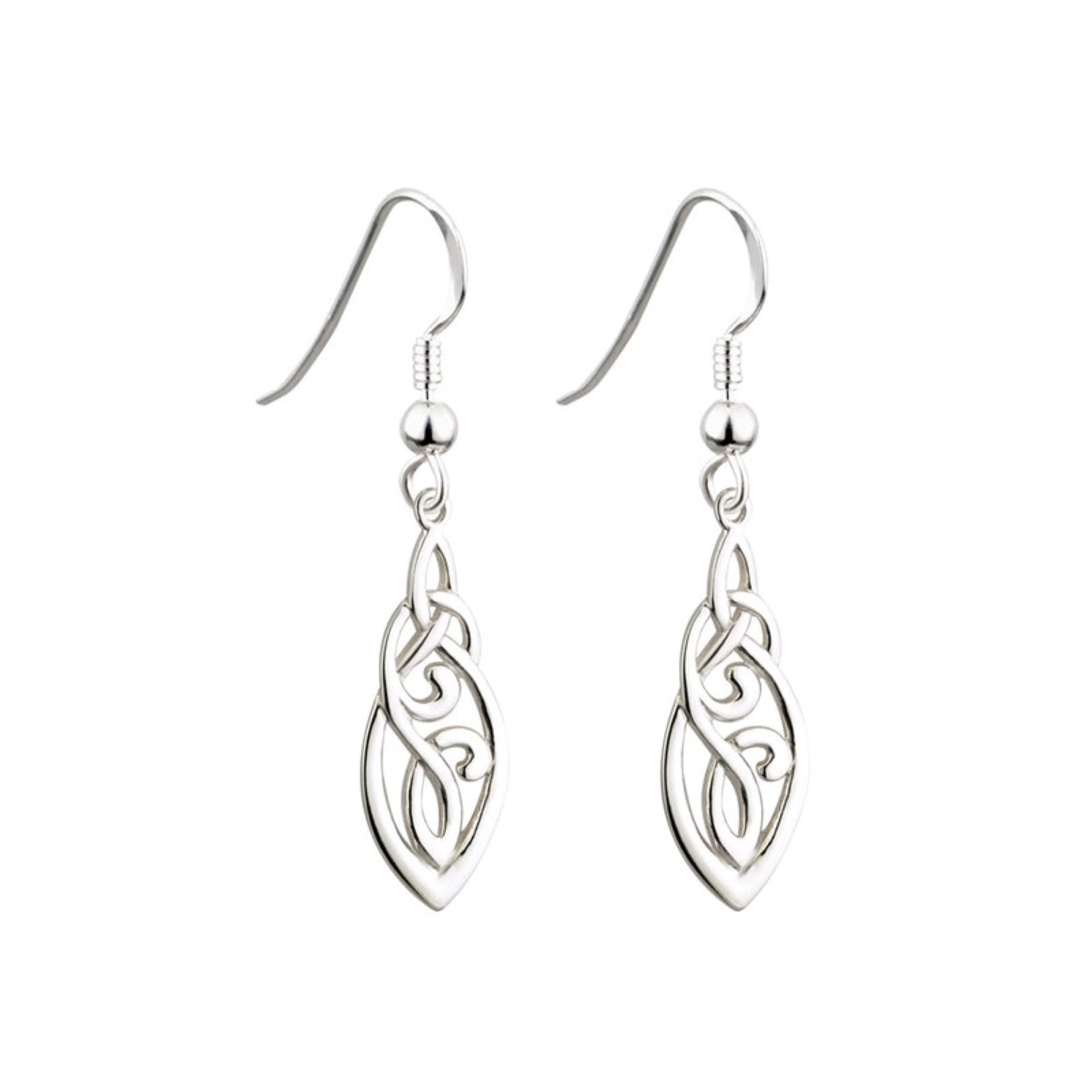 Biddy Murphy, Intricate Trinity Knot Dangle Earrings for Women, 925 Sterling Silver, Unique, Elegant Celtic Jewelry Imported from Ireland