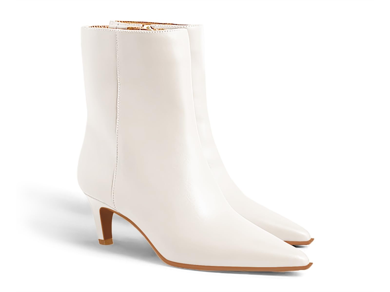 Coutgo Ankle Boots for Women Kitten Low Heel Pointed Toe Booties Side Zipper Fall Shoes