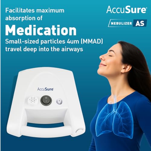 Image of AccuSure AS Compressor Nebulizer Machine for Kids & Adults | Effective Relief for Cold, Cough, Asthma & Other Respiratory Issues | Includes Adult Mask, Child Mask, Mouthpiece & Filters