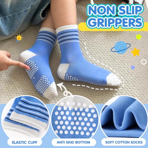 Image of Welwoos Baby Girls Toddlers Grips Socks 12 Pairs Kids Anti Slip Non Skid Animal Funny Cartoon Crew Breathable Cotton Socks